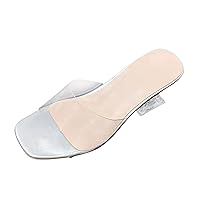 Sandals For Women Flip Flop Sandals Ladies Fashion Summer Transparent PVC Square Head Open Toe Thick High Heeled