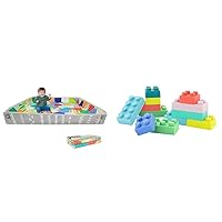 Infantino Foldable Soft Foam Mat & Super Soft Building Blocks, Easy-to-Hold for Babies & Toddlers, BPA-Free, Multi-Colored, 12-Piece Set
