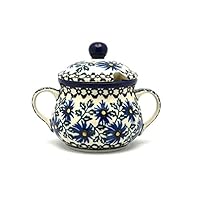Polish Pottery Sugar Bowl - Blue Chicory