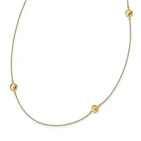 14k Gold Brushed and Polished 8 Station Fancy Necklace 36 Inch Measures 6.5mm Wide Jewelry for Women