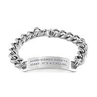 Board Games aren't a Hobby. It's a Calling. Cuban Chain Bracelet, Board Games Engraved Bracelet, for Board Games