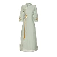 Chinese style cheongsam retro high-end embroidery long dress Tang suit