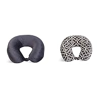 World's Best Feather Soft Microfiber Neck Pillow, Charcoal & Feather Soft Microfiber Neck Pillow, Charcoal Trellis