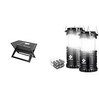 Fire Sense 60508 Notebook Charcoal BBQ Grill 3.5mm Cooking Bars Instant Foldable & Easy Portability & Etekcity Camping Lantern Battery Powered LED for Power Outages, Emergency Light