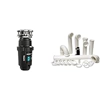 Moen GXP50C Prep Series PRO 1/2 HP Continuous Feed Garbage Disposal, Power Cord Included & PF WaterWorks PF0989 Garbage Disposal Installation Kit, White