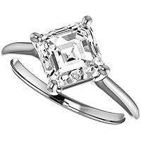 Moissanite Handmade Engagement Ring 1 CT Asscher Cut, VVS1 Clarity Colorless Moissanite, 925 Sterling Silver With 925 Stamp, Moissanite Engagement Bridal Ring Set, Modern Wedding Ring Set