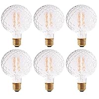 Vintage LED Edison Bulb G30 4W Dimmable LED Filament Bulb Globe Pineapple Shaped Light Bulb 2300K Warm White E26 400LM Equivalent 40W Incandescent (Clear, 6 Pack)