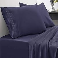 Twin XL Sheets - Breathable Luxury Sheets with Full Elastic & Secure Corner Straps Built In - 1800 Supreme Collection Extra Soft Deep Pocket Bedding Set, Sheet Set, Twin XL, Navy