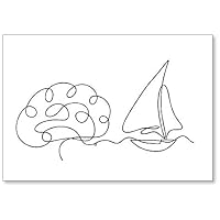 Abstract Boat with Brain As Line Drawing Fridge Magnet