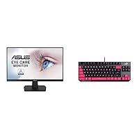 ASUS VA24EHE 23.8” Monitor, 1080P, Full HD - ROG Strix Scope TKL Electro Punk Wired Mechanical RGB Gaming Keyboard for FPS Games (Cherry MX switches, Aluminum Frame, and Aura Sync Lighting)