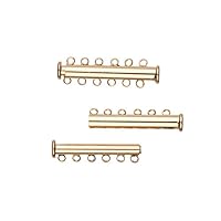6-Strand Tube Slide Lock Jewelry Clasp-Gold Finished 10x5mm
