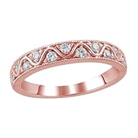 1/5 Carat Round Cut Diamond Wedding Anniversary Band Ring 10K Rose Gold (I3 clarity, I color)