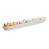 Restaurantware Siluro 16.3 Inch Olive Tray 1 Narrow Olive Plate - Microwave-Safe Oven-Safe White Porcelain Narrow Serving Tray Chip-Resistant For Olives Or Cheeses