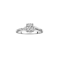 Rylos Timeless 14K White Gold Birthstone Ring - 7X5MM Oval Gemstone & Sparkling Diamonds - Women's Jewelry, Sizes 5-10