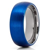 Blue Tungsten Wedding Band,Blue Tungsten Ring,Gunmetal Tungsten Ring,8mm Blue Tungsten