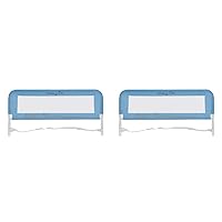 Lightweight Mesh Security Adjustable Bed Rail for Toddler with Breathable Mesh Fabric in Blue (Pack of 2)