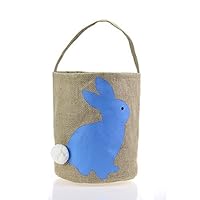Easter Personalized Bunny Basket -7 Adorable Patterns- Cute Easter Eggs Basket with Foldable Ears-Environmental and Durable Easter Basket -for Kids Carrying Eggs,Gifts,Toys (Blue) …