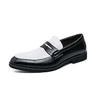 HuitJours Men Two Tone Colors Penny Loafer Slip On Pull on Dress Shoes Casual Boat Shoes Moccasins