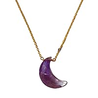 Amethyst Crescent Moon Necklace, Amethyst Necklace, February Birthstone, Celestial Jewelry for Her