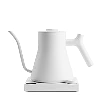 Stagg EKG Pro Electric Gooseneck Kettle - Pour-Over Coffee and Tea Pot, Stainless Steel, Quick Heating, Matte White, 0.9 Liter