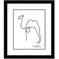 Buyartforless Framed The Camel Drawing by Pablo Picasso 14x11 Art Print Poster Double Mat,Black/White