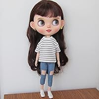 Blythe Doll Clothes, Dress Skirt Shirt Pants T-Shirt Clothing for Blythe Doll Replacement for 30cm 1/6 Bjd Dolls 12 inch Azone ICY Licca Doll (White Shirt + Jeans)