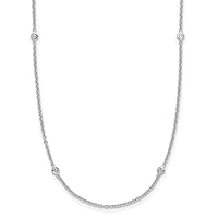 18k White Gold 1.5mm Diamond Stations Cable Chain Necklace