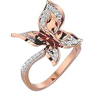 VVS Certified Butterfly Diamond Ring 18K White Gold/Yellow Gold/Rose Gold With 0.67 Carat Round Shape Natural Diamond Wedding Ring For Women