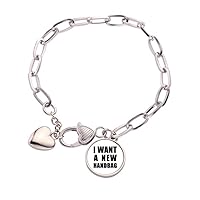 I Want A New Handbag Art Deco Fashion Heart Chain Bracelet Jewelry Charm Fashion