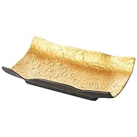 Set of 10, Gold Washi Pattern Thick Pottery Dishes [8.3 x 5.2 x 1.7 x 1.7 inches (330 g); Pottery Dishes] [Ryokan Japanese Tableware, Restaurants, Commercial Uses]