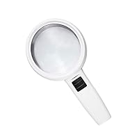 Qiangcui Boutique Magnifying glassPortable 20x Glass with 3 Bright Led Light,Handheld Lighted Magnifier for Reading,Inspection,Exploring,Hobbies and Macular Degeneration (White)/Product Code: WW-2274