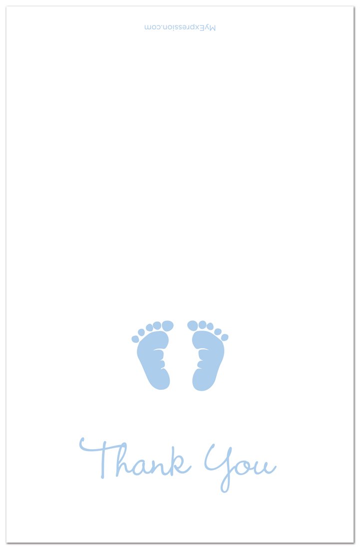 50 Cnt Baby Footprint Boy Baby Shower Thank You Cards
