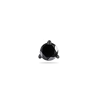 Round Black Diamond Men's Stud Three Prong Earrings AAA Quality in 14K White Blackened Gold Available in Small to Large Sizes