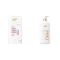 Dove VitaminCare+ Aluminum Free Deodorant Stick Raspberry & Rose 72H Odor Protection 2.6 oz + Dove Exfoliating Body Wash Glow Recharge Energizes & Illuminates Skin 18.5 oz
