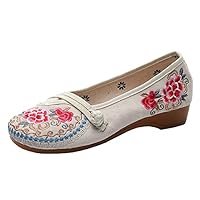 Embroidered Women Canvas Old Beijing Shoes Ladies Casual Slip-On Ballet Flats Chinese Style Dance Costume Shoes