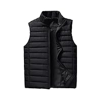 Men' Sleeveless Jackets Winter Cotton-Padded Vest Coats Stand Collar Warm Waistcoats