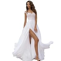 Lace Chiffon Dress Misunderstanding White Evening Dress Slit Large Train Skirt Wedding Dress