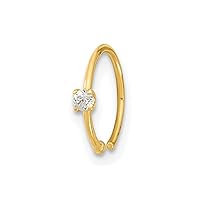 2.27mm 10k Gold 20 Gauge CZ Cubic Zirconia Simulated Diamond Hoop Nose Ring Body Jewelry Jewelry for Women