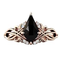 1 CT Art Deco Black Onyx Engagement Ring Vintage Kite Shaped Black Onyx Wedding Ring Antique Filigree Wedding Ring Women Art Deco Engagement Ring