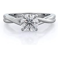1/2 Carat Cathedral Twist Round Solitaire Natural Diamond Engagement Ring 14K White Yellow Rose Gold 4 Prong (I /SI1-SI2, 0.50 c.t.w) Very Good Cut