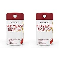 Weider Red Yeast Rice Plus 1200mg ? - with 850mg of Natural Phytosterols- Gluten Free - One Month Supply (Pack of 2)