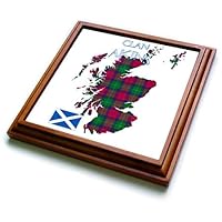 3dRose Outline of Scotland with The Akins Clan Family Tartan. - Trivets (trv-379590-1)