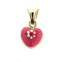 Amalia 18K Solid Yellow Gold Pink Enamel Heart Charm pendant