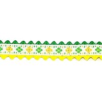 20mm Woven Jacquard with RIC Rac Trimming Yellow & Green - per metre