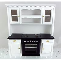 House Miniature Fitted Kitchen Furniture Black & White Oven Unit Cupboards