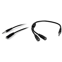 StarTech.com 1m 3.5mm 4 Position TRRS Headset Extension Cable & StarTech.com Headset Adapter, Microphone and Headphone Splitter - Black
