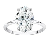 Siyaa Gems 3.50 CT Oval Diamond Moissanite Engagement Ring Wedding Ring Eternity Band Solitaire Halo Hidden Prong Silver Jewelry Anniversary Promise Ring