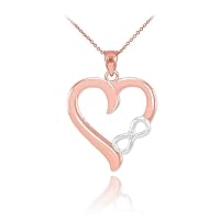 TWO-TONE ROSE GOLD INFINITY HEART DIAMOND PENDANT NECKLACE - Gold Purity:: 10K, Pendant/Necklace Option: Pendant With 20