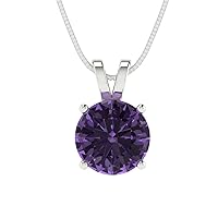 Clara Pucci 1.6 ct Round Cut Genuine Simulated Alexandrite Solitaire Pendant Necklace With 16