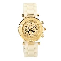 Ladies Gold Dial Cream Bracelet Fashion Watch - Women's Designer Watch